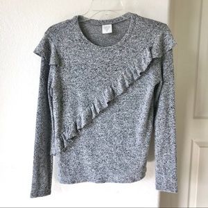 Tempted Apparel Co Marbled Gray Ruffle Long Sleeve